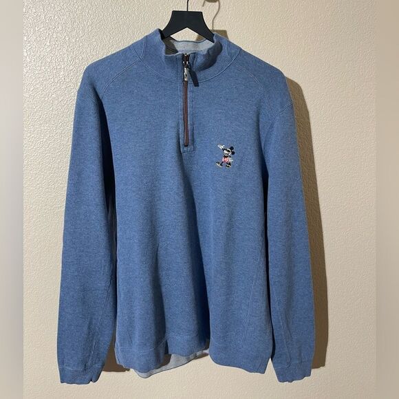 Tommy Bahama Other - NWT Disney Parks Tommy Bahama Mickey Mouse Blue Half Zip Sweatshirt Jacket M